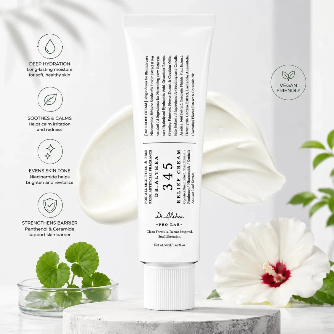 Dr. Althea 345 Relief Cream 50ml | Daily Face Moisturiser with Niacinamide & Panthenol fragrance
