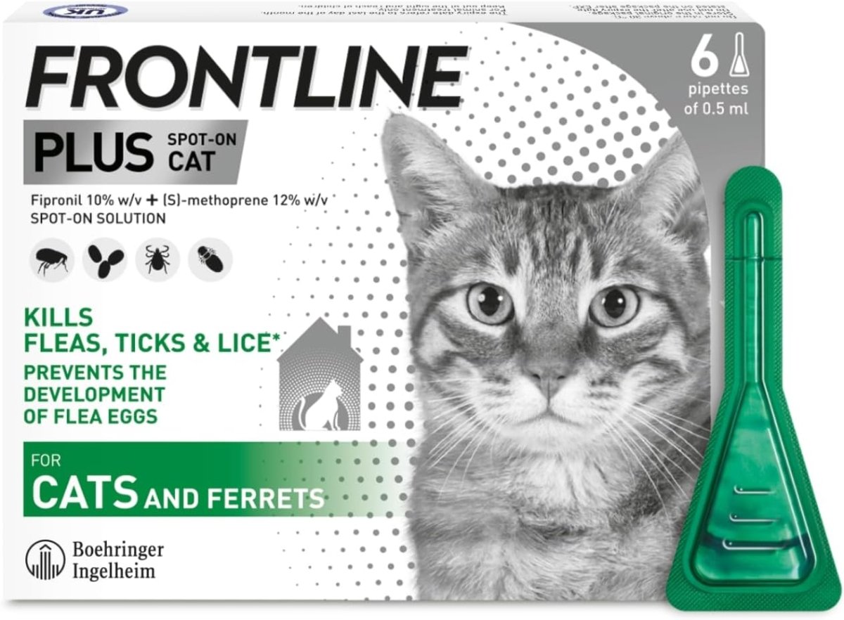 FRONTLINE Plus Flea & Tick Treatment for Cats & Ferrets 6 Pipettes fragrance