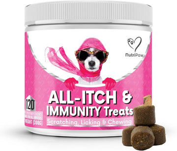 NutriPaw All-Itch & Immunity Treats for Dogs 120 Tablets | Skin, Coat & Immune Support fragrance