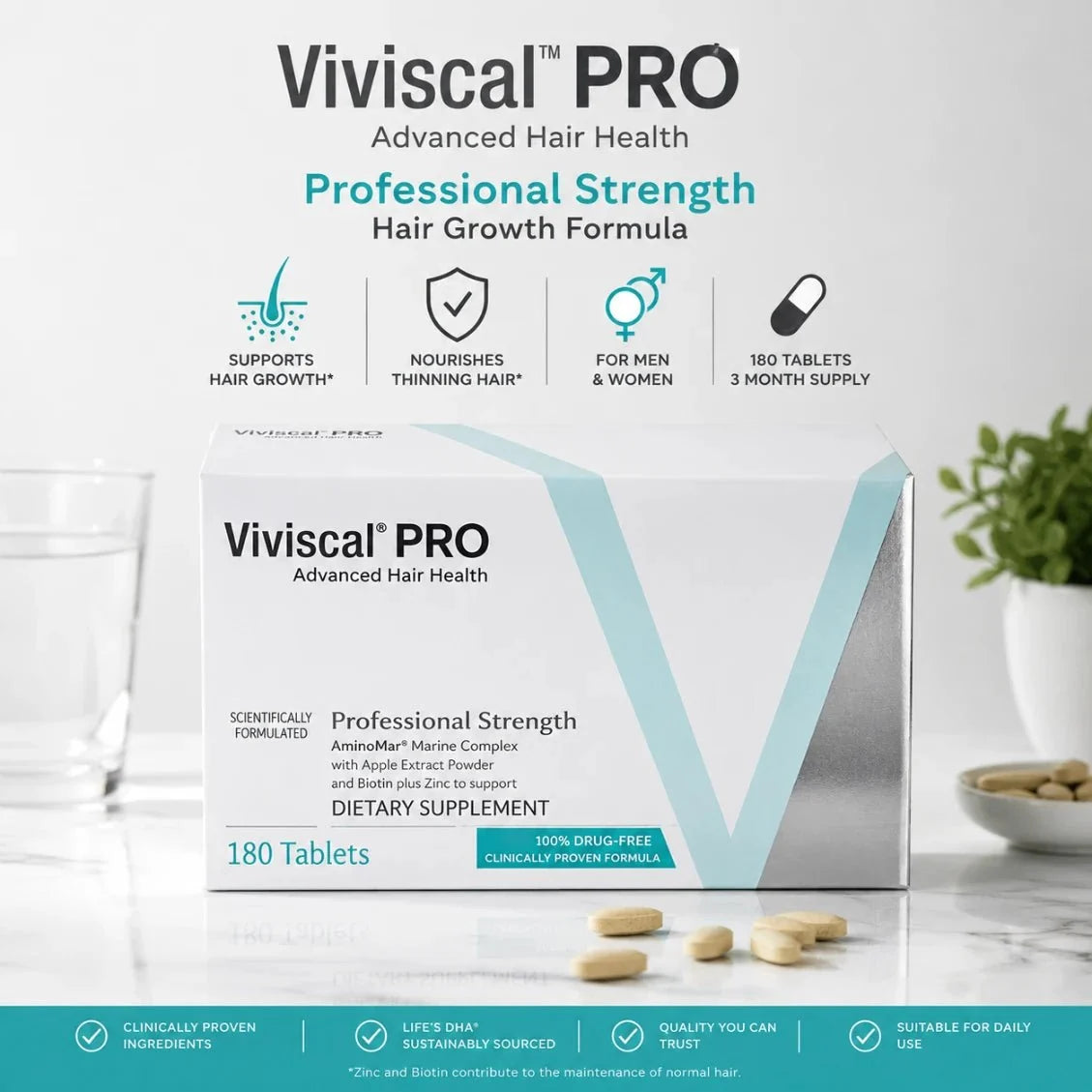 Viviscal Professional Hair Growth Formula 180 Tablets | Professional Strength Hair Supplement fragrance